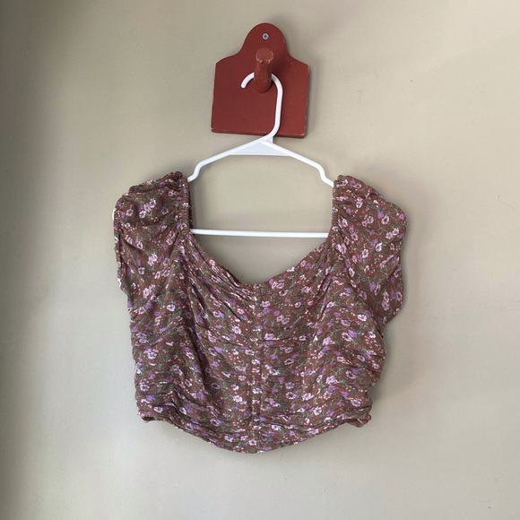 Aeropostale Brown Floral Crop Top M - Picture 2 of 6
